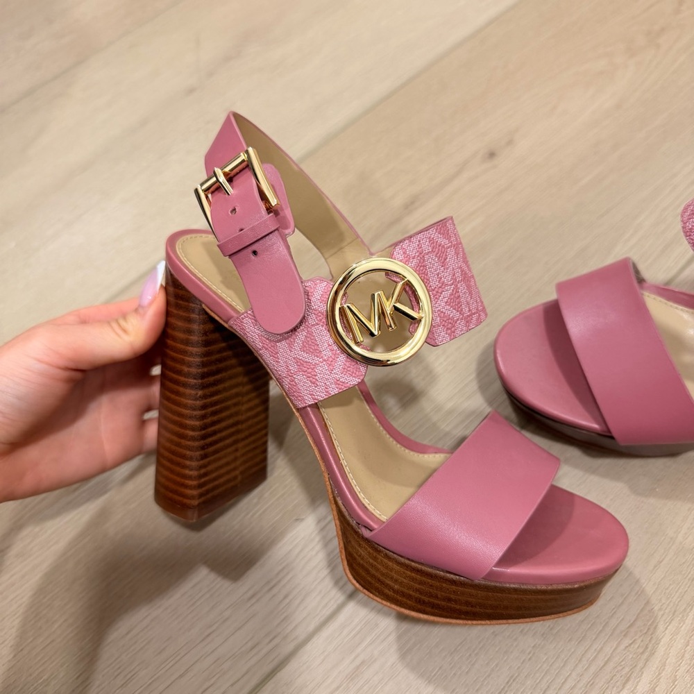 Michael Kors Pink Block Heel Sandals